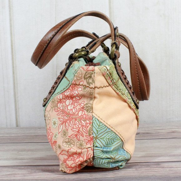 Fossil Genuine Classic Multicolor Embroidered Floral Cotton Patchwork Tote Bag - Picture 4 of 10